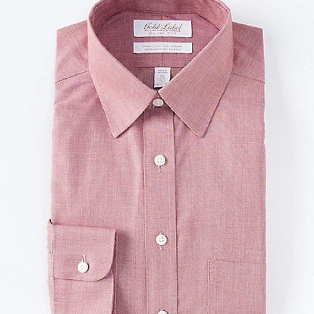 GOLD LABEL ROUNDTREE & YORKE Non Iron Slim Fit Point Collar DRESS Shirt 16/33